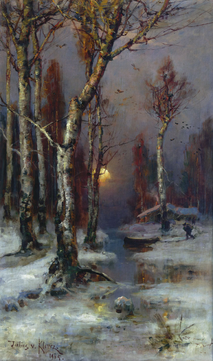 Клевер. Зимний пейзаж с лесной речкой. 1905