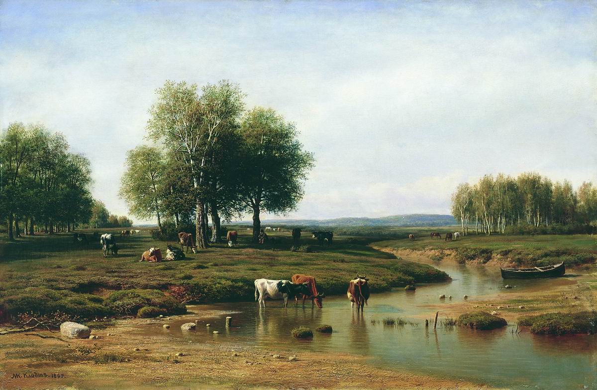 Клодт М.К.. Стадо у реки в полдень. 1869