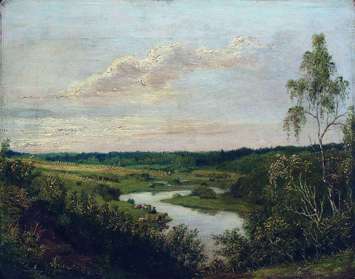 Клодт М.К.. Стадо у реки. 1870-е