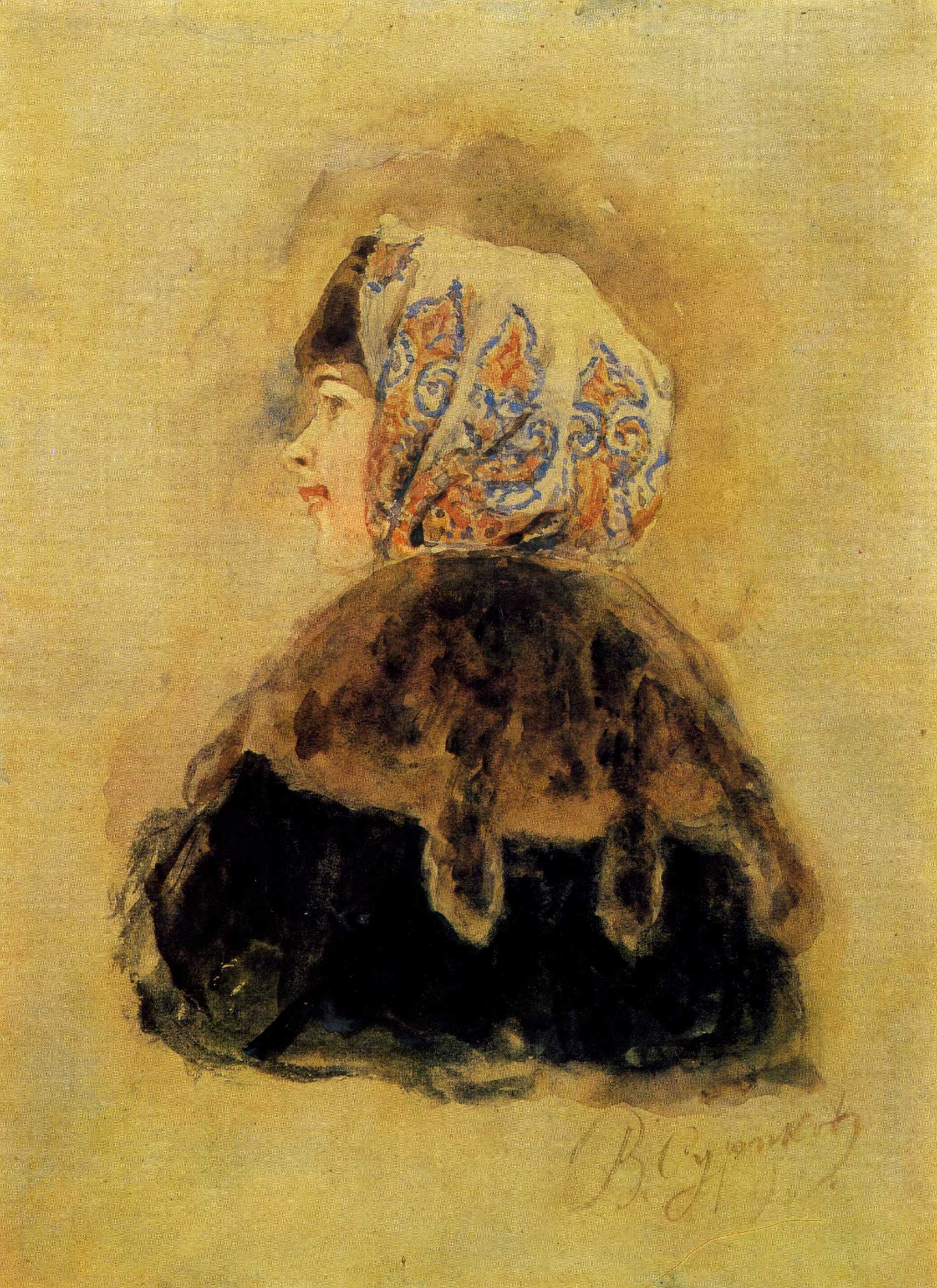 Суриков. Голова боярышни. 1890