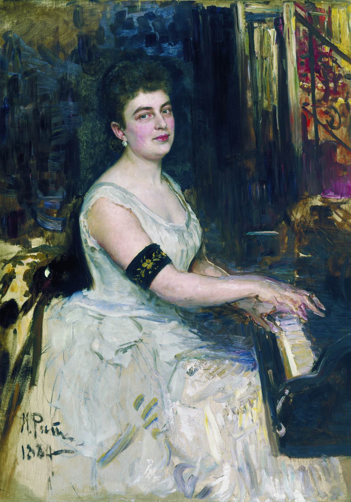 Илья Репин портрет пианистки Марии Карловны Кинд - Бенуа. 1887